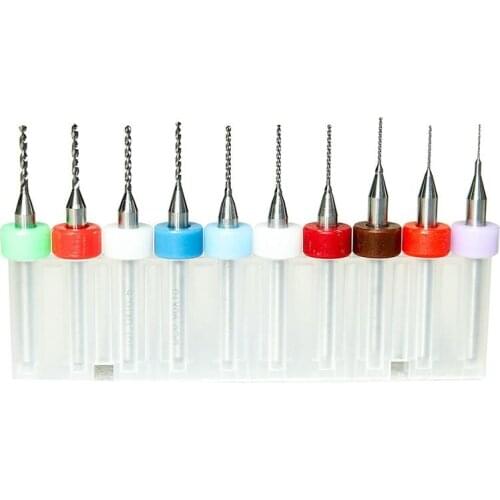 10 Pcs 0.m-1.2mm PCB Print Circuit Board Tip Spiral Flute Carbide Micro-Drill Bits For Dremel PCB jewelry Making CNC Engraving