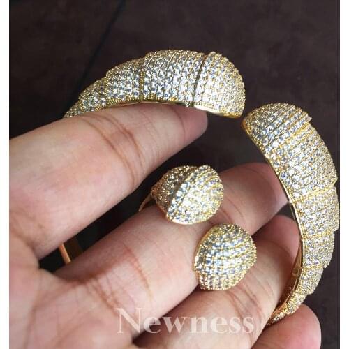 Newness Fashion Luxury Super Bangle Ring Sets Fashion Dubai Women Bridal Wedding Party Engagement