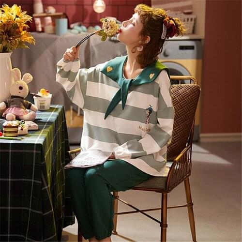 Autumn home service pajamas womens cotton long-sleeve cartoon creative cute fashion new robe net red hot sale sexy nightwear