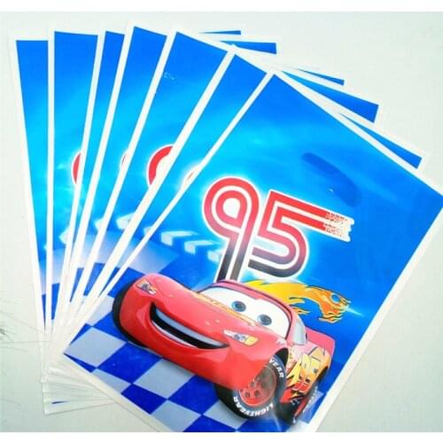 Disney Cars Theme 10pcs/lot Plastic Gift Bag Loot Bag Lightning McQueen Snacks Bag Kid Birthday Party Wedding Decoration Supply