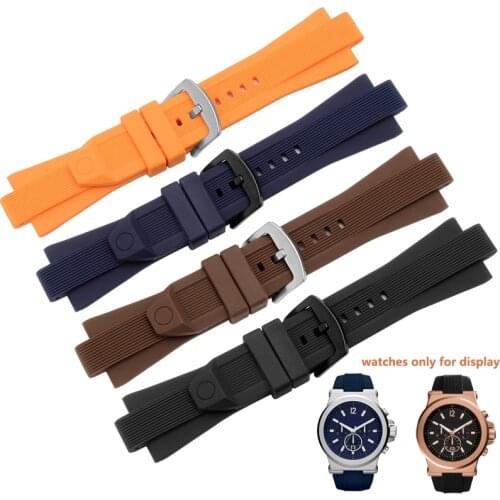 Port silicone watchbands 29*13mm brown waterproof bracelet mens wristband fit MK9020 MK9026 MK9019 ruber Watch accessories