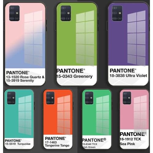Pantone colour Soft Silicone Glass Case For Samsung Galaxy A10 A20 A30 A40 A50 A70 A31 A51 A71 Balck Cover