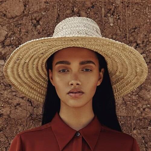 Summer Retro High-top Big Wide Brim Straw Hats For Women Stage Catwalk Custom Caps Fashion Sunscreen Beach Sun Hats Gorra Mujer