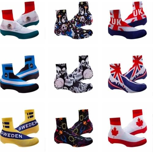 2019 Cycling Shoe Cover Men Women Bike Shoe Cover windproof MTB Bicycle Zippered Overshoes Road Riding Shoes cover UK Skull red