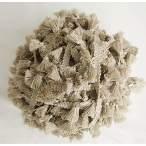 3Yards/Lot Vintage 100% cotton knotted camel fringe trim with cute tassels 1cm width tape 1.5cm length tassels