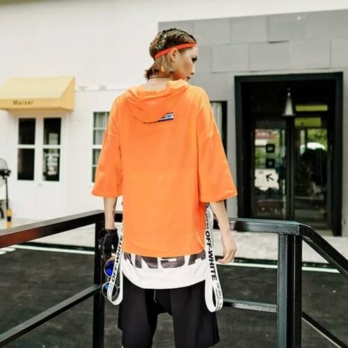 2019 Summer Fashion harajuku Style Tshirt Women Short Sleeve Loose T Shirt Hooded Young Girl Letters Tops