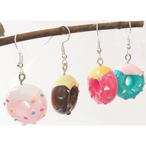 1Pair Summer Drop Earrings Cute Food Cake Donuts Lovely Cartoon Dangle Earrings Personality Funny Party Girls Jewelry Gifts