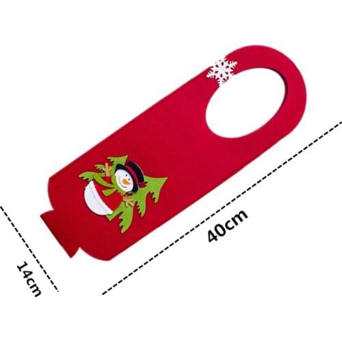 100pcs Christmas Red Wine Bottle Covers Bag Santa Clause Snowman Linen Champagne Bottle Covers Christmas Party Home Decor Table