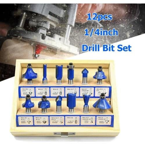 12pcs Router Bit Set Milling Cutter 1/4 inch Shank Carbide cutter Woodworking Tool for Electric Hand Trimmer