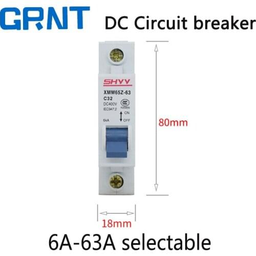 1P 6A-63A DC400V Circuit breaker MCB C curve 6A 10A 16A 20A 25A 32A 40A 50A 63A