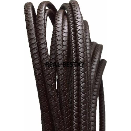5m/lot approx 8*5mm brown Flat wide Leather Cords Wide braided Leather Rope for DIY String Bracelets Jewelry Accessories jewelry