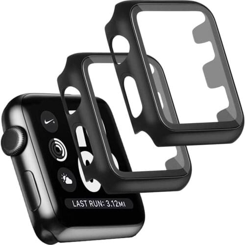 2PCS Cover Case for Apple i Watch Series 6 5 4 3 2 1 SE iWatch 38mm 40mm 42mm 44mm 38 40 42 44 mm Luxury Bumper Screen Protector