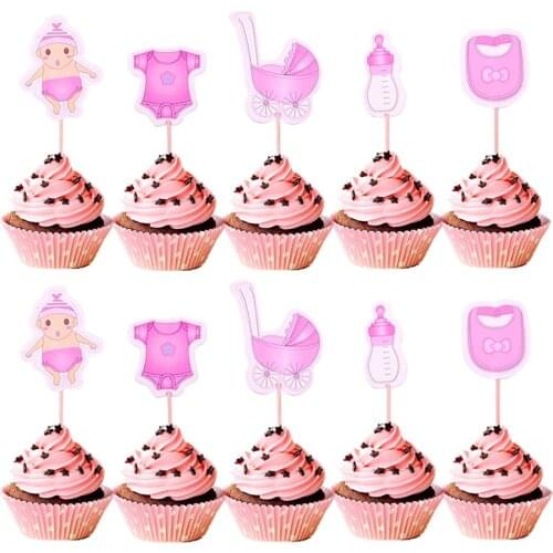 20pcs Baby Boy Girl Cupcake Toppers Cake Picks For Baby Shower Kids Birthday Party Favors Wedding Cake Decorations Supplies