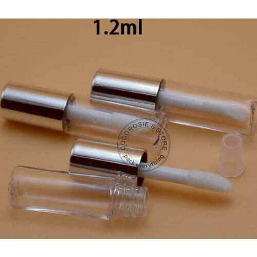 200pieces/lot) Empty lip gloss tube 1.2ml small lipstick tube mini sample lip gloss container with silver UV cap
