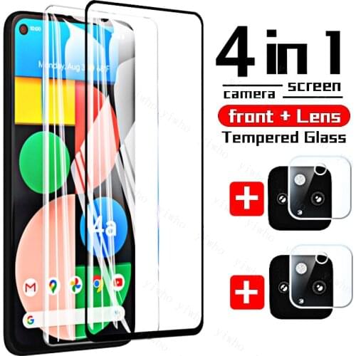 4 In 1 for Google Pixel 4a 5G Glass on Pixel 4a 5G Camera Lens Phone Screen Film Protector for Google Pixel 5 4 A Tempered Glass