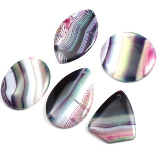 5pcs / Lot Black Rose Red Striped Agates Pendant Reiki Healing Natural Stone Meditation Amulet DIY Jewelry Natural Stone Charms