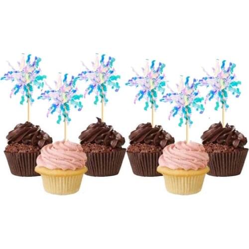 5pcs Colorful Flower Fireworks Creative Cupcake Topper for Birthday Wedding Party Decoration