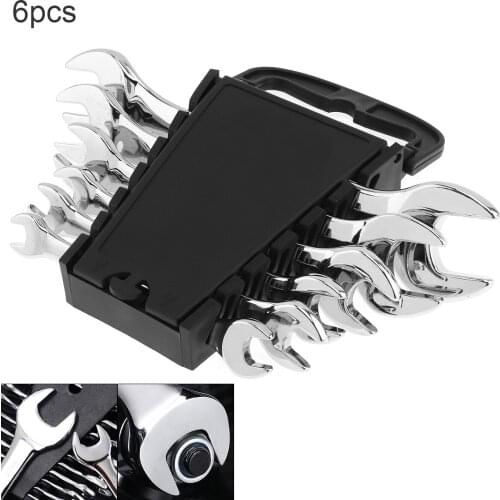 6pcs/set Adjustable Reversible Combination Ratchet Wrench 8mm- 21mm CRV Handle Wrench Socket Spanner Set for Installation