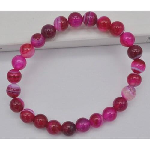 8MM Red Veins Carnelian Round Beads GEM Bracelet Bangle Stretch 8 Inch Jewelry For Gift G550