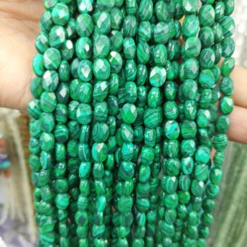 Natural Malachite stone bead section face oval jewelry jewellery DIY supplies bracelet necklace accessories 15 inches