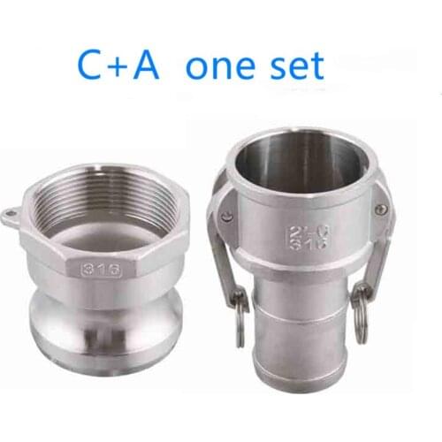 C+A one set of Camlock Fitting Adapter Homebrew 304 Stainless Steel Connector Quick Release Coupler 1/2"3/4"1” 1-1/4"1-1/2"