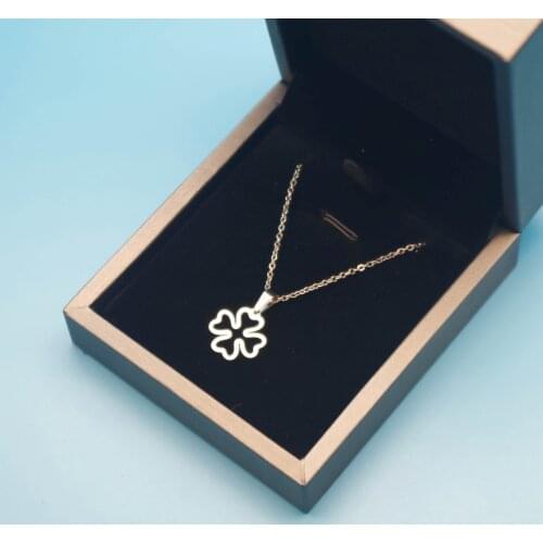 Clover Leaf Necklace Pendant Stainless Steel Sheet Titanium for Teen Girls Student Decoration on Neck Hip Hop Pendant