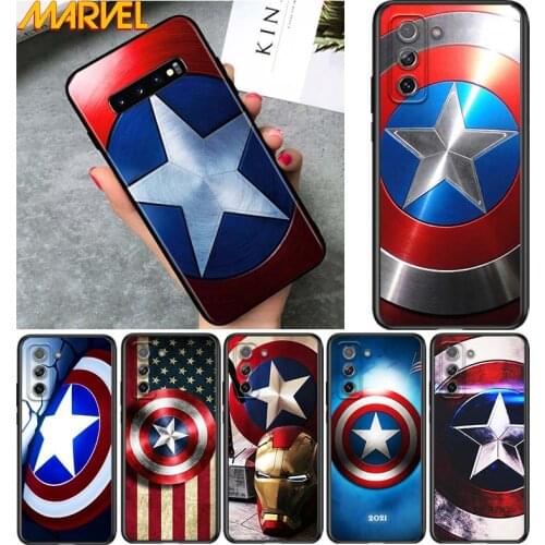 Captain America shield Marvel for Samsung Galaxy S21 Ultra Plus Note 20 10 9 8 S10 S9 S8 S7 S6 Edge Plus Black Phone Case