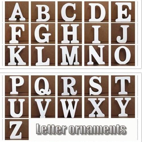 Wood Ornaments White Wooden 26 English Letters Log Alphabet Art Craft Standing Wedding Birthday Party Home Decorations 10cm