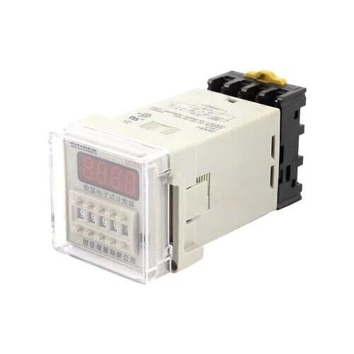 DH48J-8 1-9999 Panel Mount Digital Counter Relay w Base AC/DC 24V 50/60Hz
