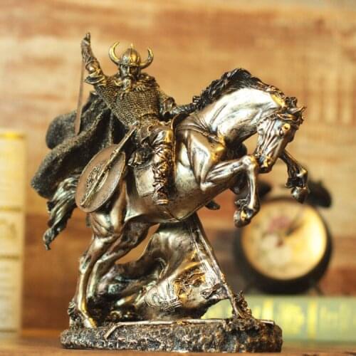 EUROPEAN ANTIQUE KNIGHT WARRIOR STATUE HANDMADE RESIN CAVALRYMAN FIGURE SCULPTURE DECORATION ART AND CRAFT ORNAMENT ACCESSORIES