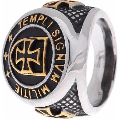 Ureme Vintage Mens 316L Stainless Steel Cross Knights Templar Ring Biker Ring (rg002030)