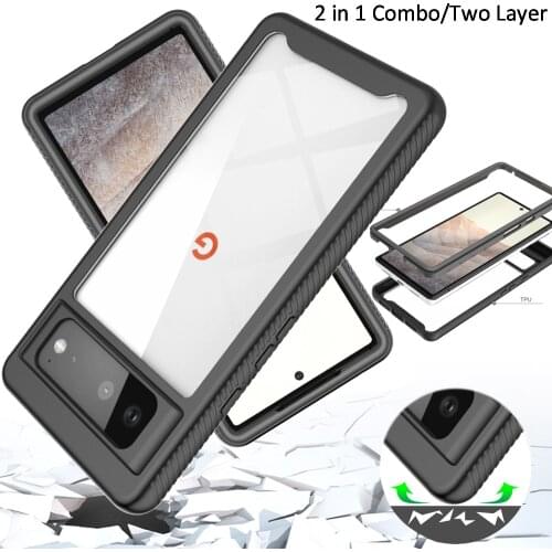 Combo Drop resistance Rugged Case For Google Pixel 6 Pro Defender Armor Shield Anti-Skid Crystal Clear Cover