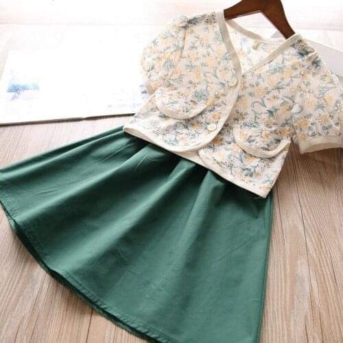 Girls clothing sets 2021 summer new baby girl floral print top and tutu skirts 2pcs outfits wholesale