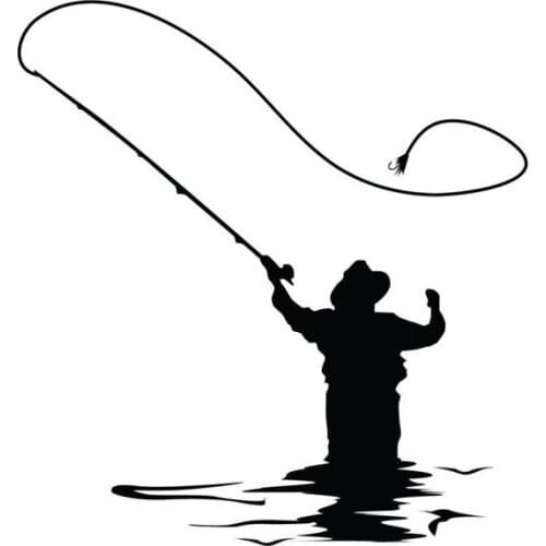 Creative Sticker Fly Fishing Sticker Car Decal Fun Fishing Vinyl Auto Decoration Accessories for BMW KIA RV,13cm*11cm