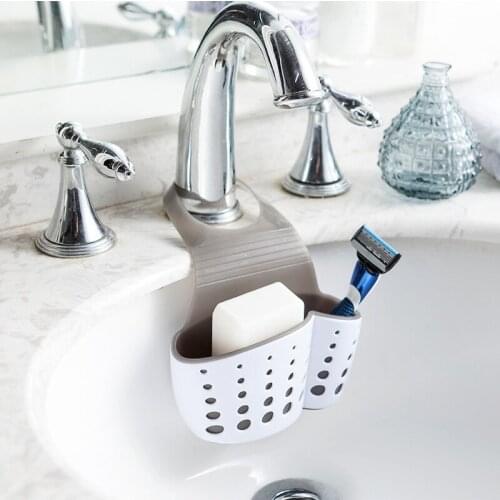 Kitchen Thickened Double-layer Sink Hanging Bag Plastic Drain Basket Storage Hanging drain Rack Sponge Storage Holder