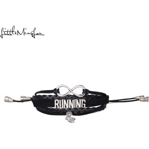 Little MingLou Infinity Running bracelet running shoes charm adjustable Strap tassel bracelets & bangles for men women jewelry