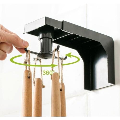 Multifunctional rotating retractable seamless hook kitchen utensil wall-mounted artifact free punching hook kitchen wall hook