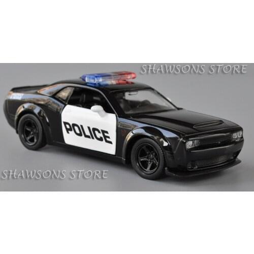 1:36 Diecast Car Model Toy Dodge Challenger SRT Demon Police Patrol Wagon Pull Back Miniature Replica