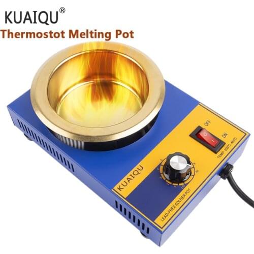 KUAIQU 220V Adjustable Temperature Lead Free Solder Pot Tin stove Melting Furnace Temperature Soldering Desoldering 200℃-480