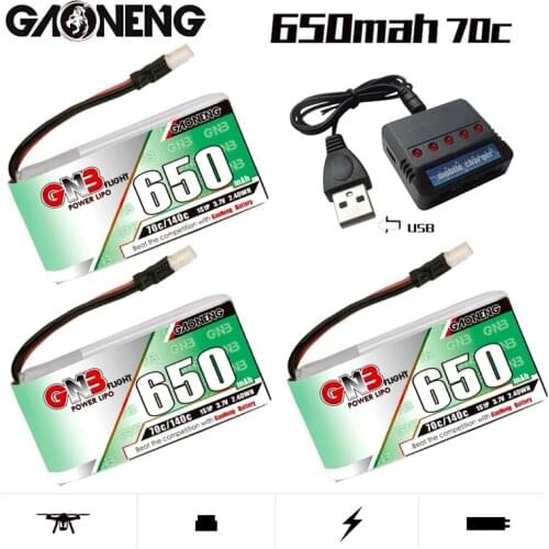 GAONENG GNB 3.7V 650mAh 70C/140C Rechargeable Battery And Charger With Molex 51005 Plug For RC Quadcopter FPV Racing Drone Parts