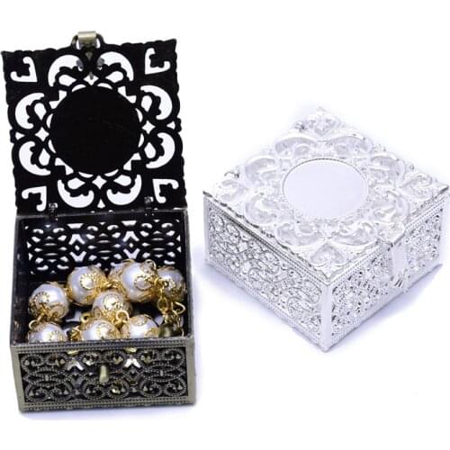 Zinc Alloy Hollow Storage Boxes Decorative Religious Rosary Beads Boxes Packing Jewelry Necklace Party Gifts Storage Decoration