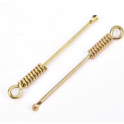 1PCS Portable Handmade Brass Spiral Shape Smoke Pipe Ear Cleaner Earwax Spoon Earpick Keychain Pendant Tool Accessories