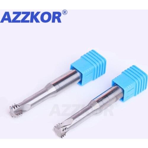 Thread Milling Cutter Cnc Machining Center Deep Hole Three Teeth Hard Alloy AZZKOR Tungsten Steel Aluminum Endmill HRC60