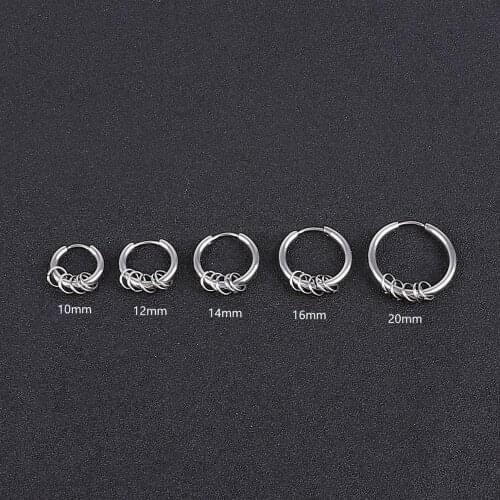 2pcs Punk Rock Women Men Hoop Earrings Titanium Stainless Steel Round Earrings Ear Rings Circle Piercing Earring Bijoux Brincos