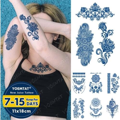 Juice Ink Tattoos Body Art Lasting Waterproof Temporary Tattoo Sticker Henna Rose Tatoo Flower Totem Arm Fake Tatto Women Men