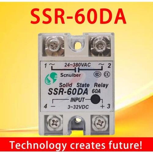 Solid state relay SSR -60DA DC control AC 60A single phase Input3~32V Load Voltage: 24~380VAC