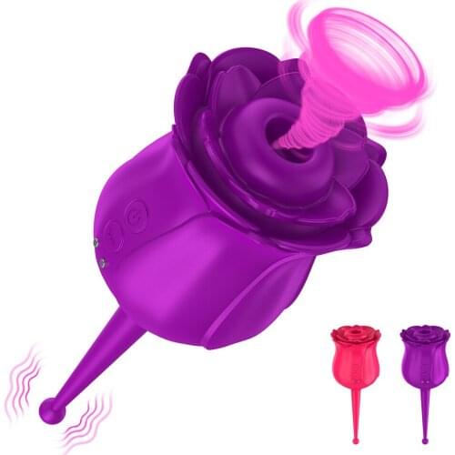 Vagina Nipple Sucker Clitoris Stimulation Intimate Goods Rose Shape Powerful Oral Licking Sucking Vibrator Sex Toys for Women