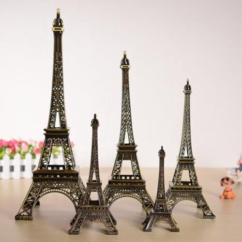 Vintage Bronze Eiffel Tower Statues Miniatures Iron Craft Architecture Model Desktop Home Decoration Figurines Art Gift