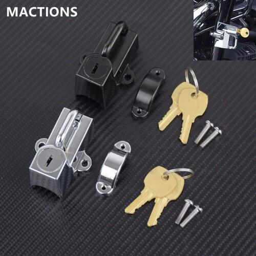 Motorcycle Helmet Lock With Keys Metal Universal Black/Chrome For 22mm 7/8" Tube Engine Guard Handle Bar For Harley XL Dyna