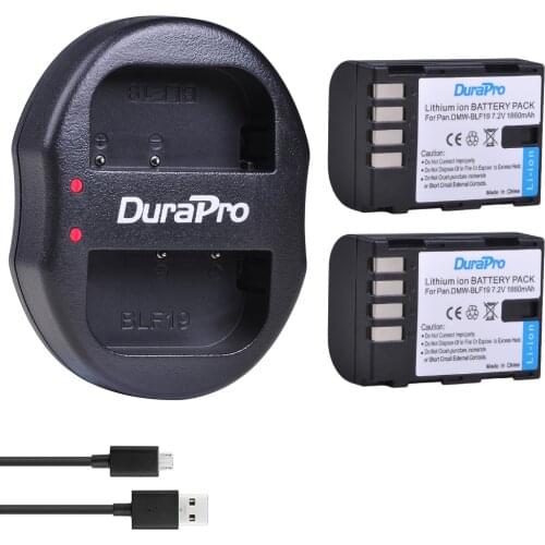 2Pcs DMW-BLF19 1860mAh DMW BLF19 BLF19E DMW-BLF19e DMW-BLF19PP Battery+ USB Dual Charger for Panasonic Lumix GH3 GH4 GH5 G9